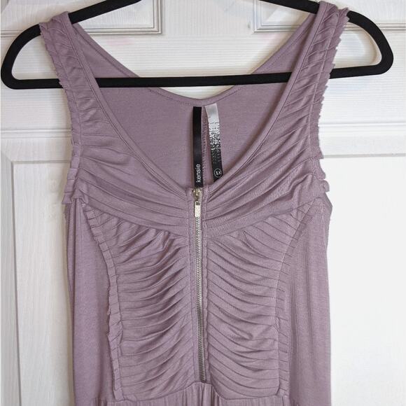 Kensie Purple Lavender Ruched Shirred Bodice Front Zipper Dress XS - Picture 8 of 15